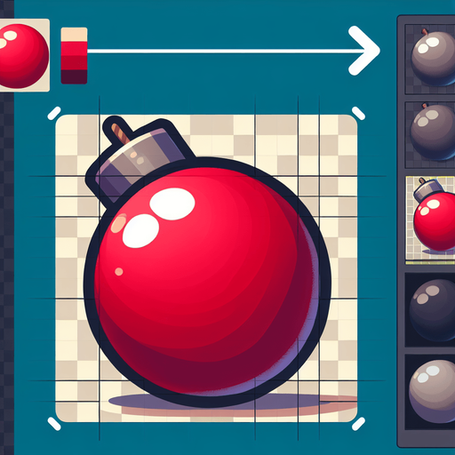 red bomb.
Single Game Texture. In-Game asset. 2d. Blank background. High contrast. No shadows.