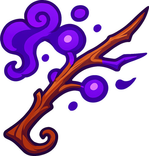 Crea una rama mágica.
In-Game asset.  2d.  High contrast.  No shadows