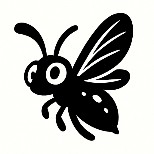 serangga hitam kecil terbang.
In-Game asset.  2d.  High contrast.  No shadows