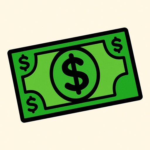 yeşil dolar.
In-Game asset.  2d.  High contrast.  No shadows