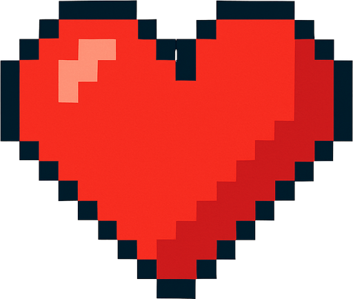 pixel art 2d heart.
In-Game asset.  2d.  High contrast.  No shadows