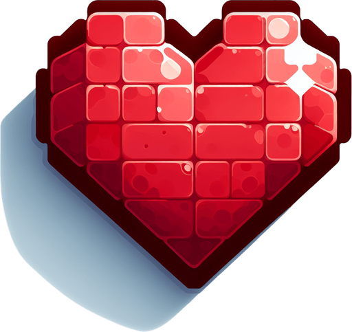 heart.
Single Game Texture.  In-Game asset.  2d.  Blank background.  High contrast.  No shadows