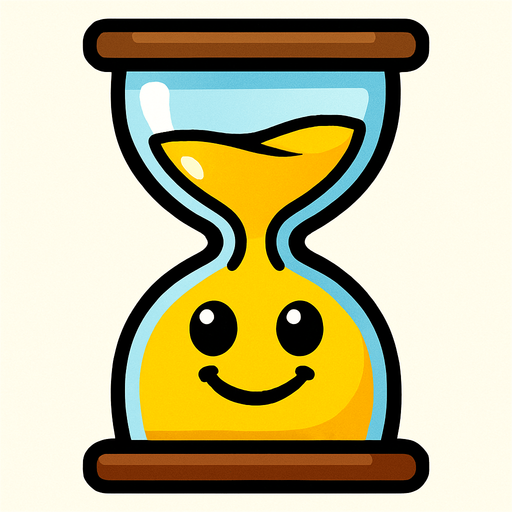 Sand clock smile face.
In-Game asset.  2d.  High contrast.  No shadows. Cartoon. Cartoon