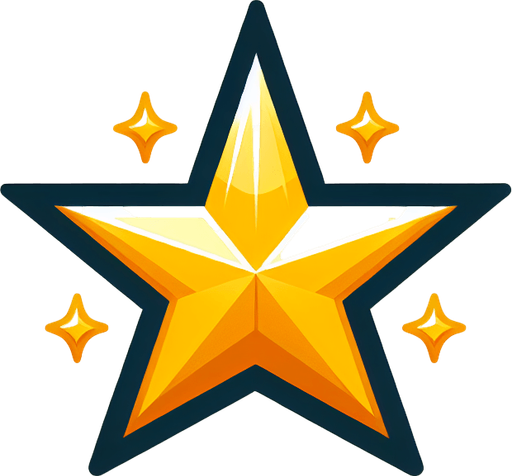 Simple yellow star.
Single Game Texture.  In-Game asset.  2d.  Blank background.  High contrast.  No shadows