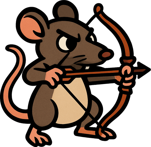 Rat with a arco.
In-Game asset.  2d.  High contrast.  No shadows