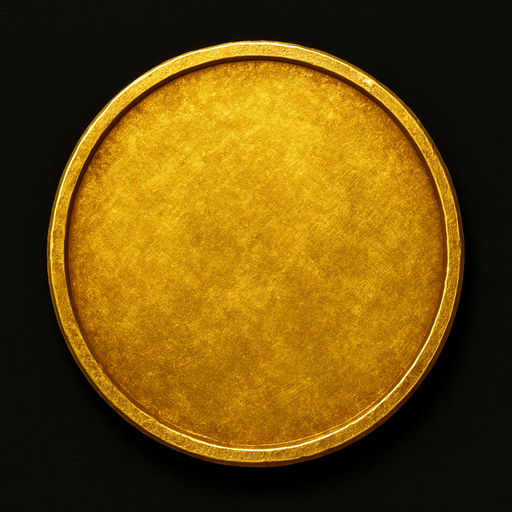 Coin, üstten görünüm, gerçekçi, yazısız.
In-Game asset.  High contrast.  No shadows