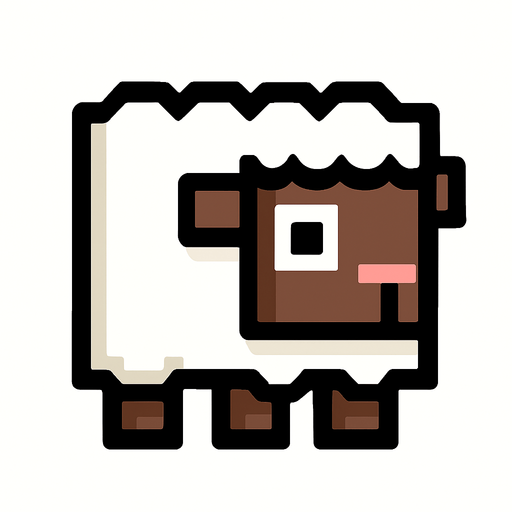 sheep but square.
In-Game asset.  2d.  High contrast.  No shadows