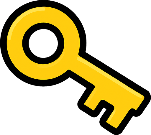 yellow key.
In-Game asset.  2d.  High contrast.  No shadows