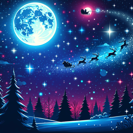 Starry Christmas night sky, cartoon, background