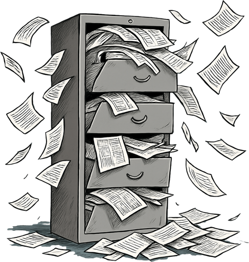 grow the image and have papers fall from the folders