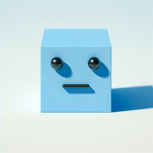 blue box with face.
No shadows