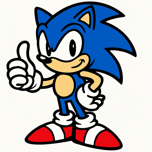 sonic.
In-Game asset.  2d.  High contrast.  No shadows