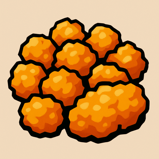 Popcorn chicken.
In-Game asset.  2d.  High contrast.  No shadows