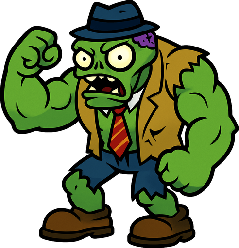 Strong zombie de plantas vs zombies.
In-Game asset.  2d.  High contrast.  No shadows