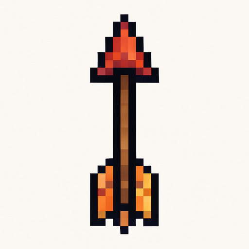 Flecha de arco vista desde arriba, pixel cartoon..
In-Game asset.  2d.  High contrast.  No shadows