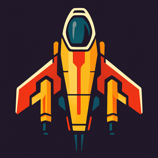 spaceship seen from up going down.
In-Game asset.  2d.  High contrast.  No shadows