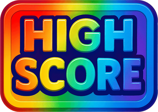 'HighScore' future buttons. rainbow colors. HD colors.
In-Game asset.  2d.  High contrast.  No shadows