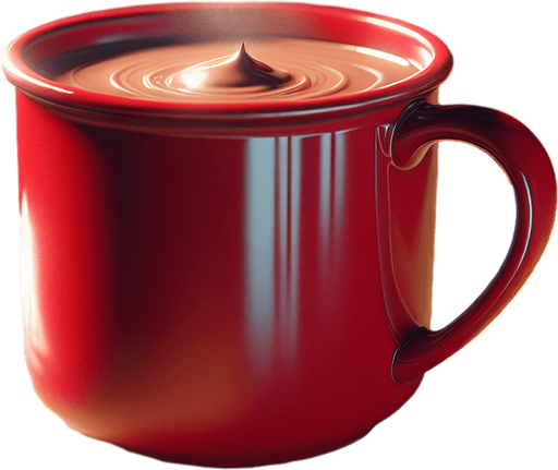 photorealistic red mug of hot chocolate.
ows.