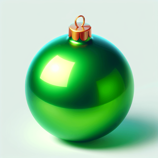 a christmas green ball . plastic style. Single Game Texture. In-Game asset. 2d. Blank background. High contrast. No shadows.