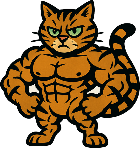 kaslı tekir kedisi.
In-Game asset.  2d.  High contrast.  No shadows