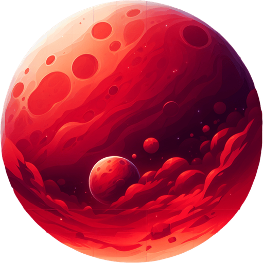 kırmızı gezegen.
Single Game Texture. In-Game asset. 2d. Blank background. High contrast. No shadows.