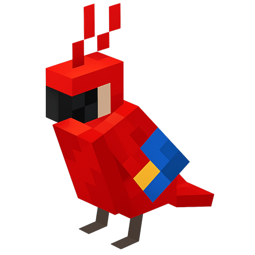 minecraft papağan. No background. Transparent background. Blank background. No shadows. 2d. In-Game asset. flat