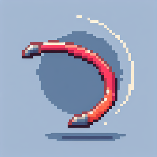 pixel art boomerang
Single Game Texture. In-Game asset. 2d. Blank background. High contrast. No shadows.
