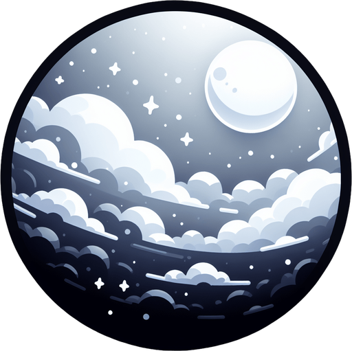 beyaz gökyüzü ay  delikli.
Single Game Texture. In-Game asset. 2d. Blank background. High contrast. No shadows.