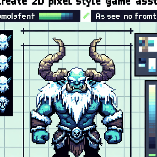 A frost orc enemy sprite. pixelart. front view. Single Game Texture. In-Game asset. 2d. Blank background. High contrast. No shadows.