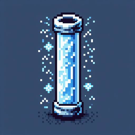 frosty tube. pixelated. 8 bit. Single Game Texture. In-Game asset. 2d. Blank background. High contrast. No shadows.