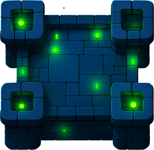 bu kulenin rasgele noktalarına parlak yeşil ışıklar ekle (duvarlarına sadece!) duvarları mavi yap