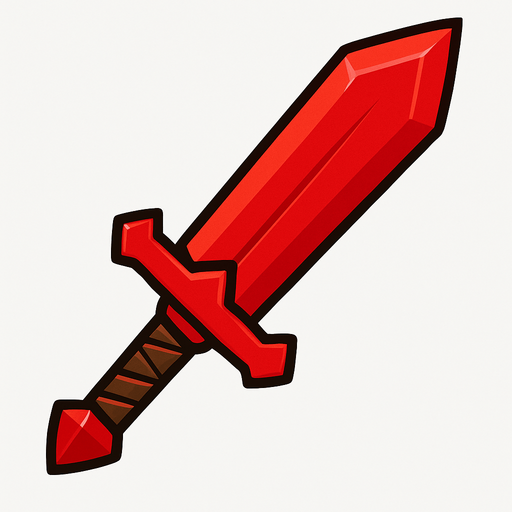 red sword.
In-Game asset.  2d.  High contrast.  No shadows