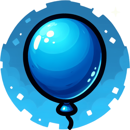 mavi balon.
Single Game Texture.  In-Game asset.  2d.  Blank background.  High contrast.  No shadows