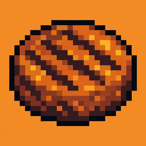 pixel art burger paty.
In-Game asset.  2d.  High contrast.  No shadows