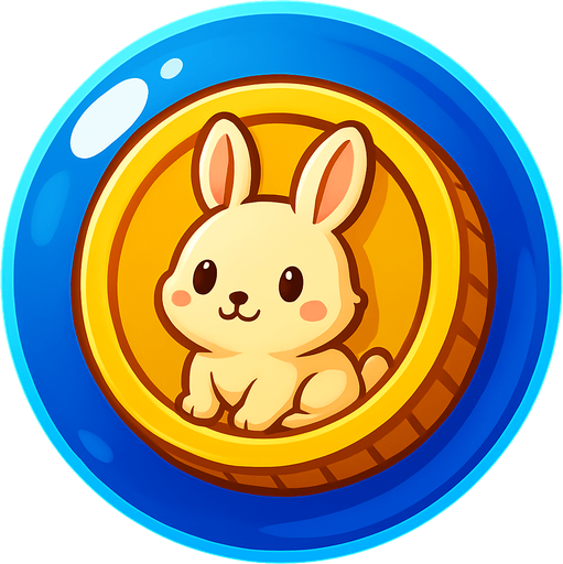 the coin inside the bubble have a cute rabbit