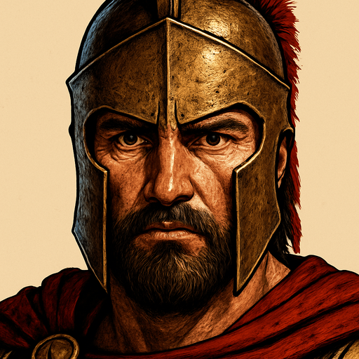 a realistic face of a spartan warrior.
In-Game asset.  2d.  High contrast.  No shadows