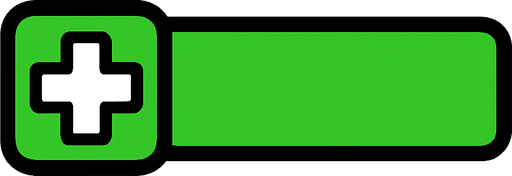 Barra de salud verde.
In-Game asset.  2d.  High contrast.  No shadows