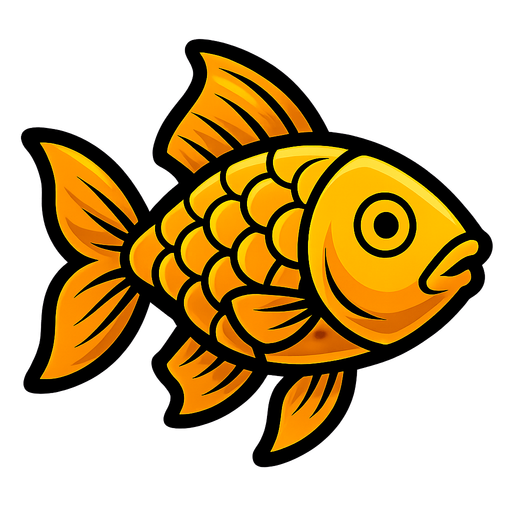 Golden fish.
In-Game asset.  2d.  High contrast.  No shadows