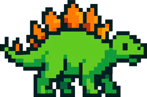 Stegosaurus pixel.
In-Game asset.  2d.  High contrast.  No shadows