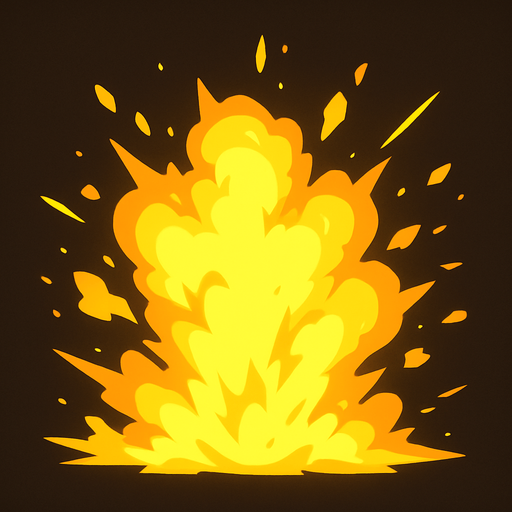yellow bright fire explosion.
In-Game asset.  2d.  High contrast.  No shadows