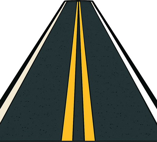 road çif şeritli düz yol.
In-Game asset.  2d.  High contrast.  No shadows