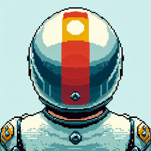 Directly overhead, plumb view of a man wearing a motorcycle helmet from the back (we see his back).
Zenith view, directly overhead, plumb view. NOT PERSPECTIVE!. Pixel art