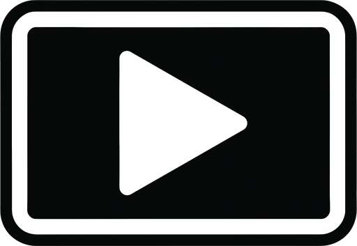 Symbol for an play button wide screen.
In-Game asset.  2d.  High contrast.  No shadows