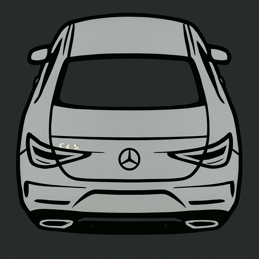 Gri mercedes benz cls arkasi ama yukaridan
In-Game asset.  2d.  High contrast.  No shadows