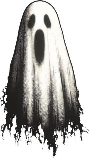 spooky ghost.
Single Game Texture. In-Game asset. 2d. Blank background. High contrast. No shadows.