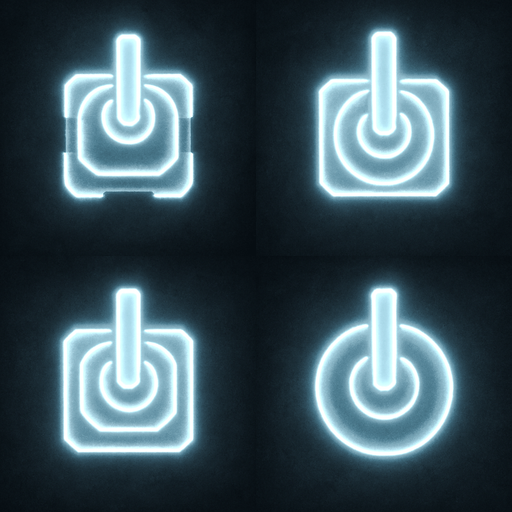 2x2 Sprite Sheet of a turret made of white glow.
single barrel
Seen from above.