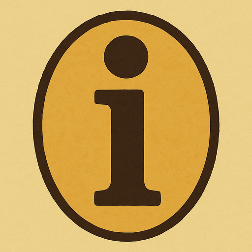 Information symbol in professor Layton game style artwork.
In-Game asset.  2d.  High contrast.  No shadows