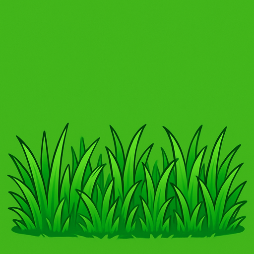 Makeup green colour background in the background and grass.
In-Game asset.  2d.  High contrast.  No shadows