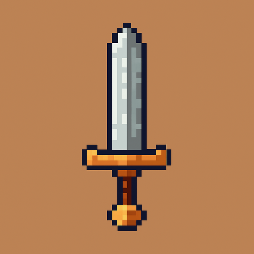 draw me pixel art sword.
In-Game asset.  2d.  High contrast.  No shadows