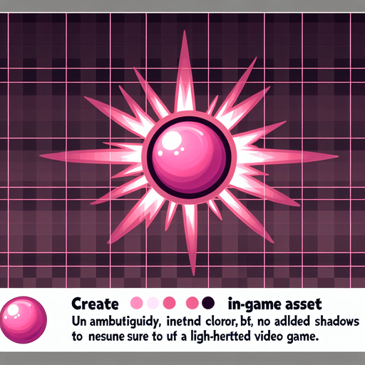 pink cartoon laser.
Single Game Texture. In-Game asset. 2d. Blank background. High contrast. No shadows.